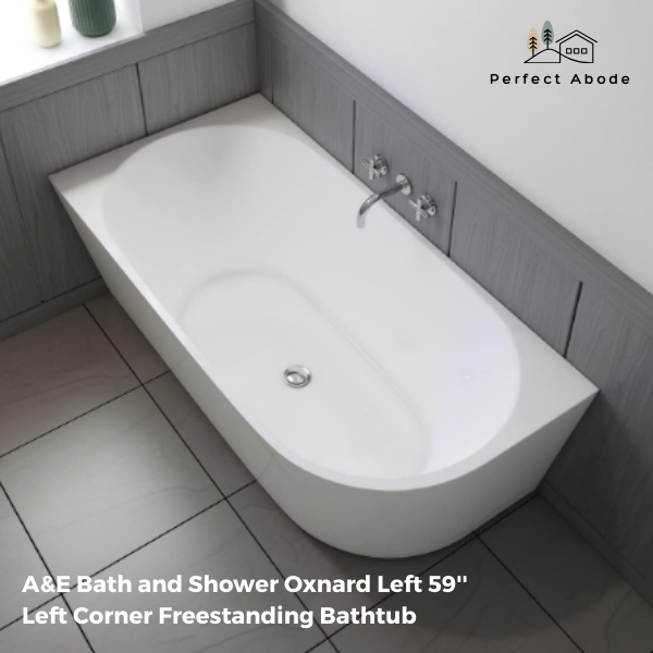 A&E Bath and Shower Oxnard Left 59'' Left Corner Freestanding Bathtub