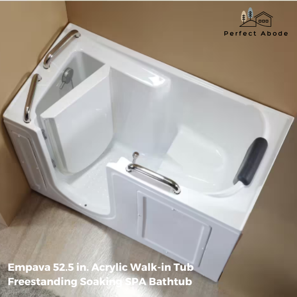 Empava 52.5 in. Acrylic Walk-in Tub Freestanding Soaking SPA Bathtub