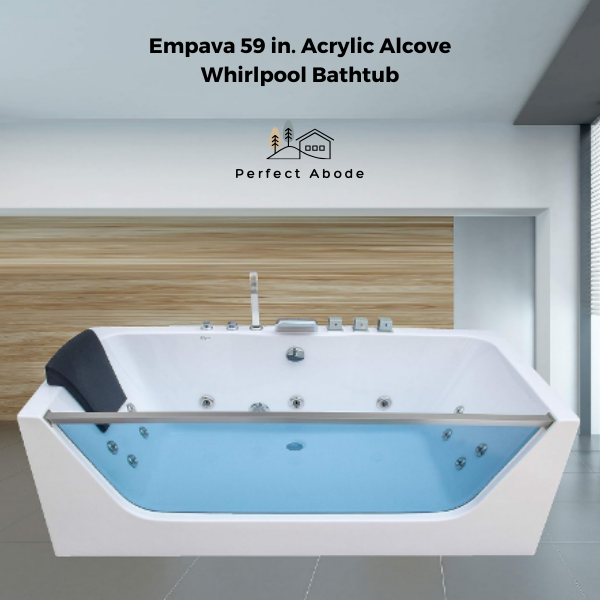 Empava 59 in. Acrylic Alcove Whirlpool Bathtub