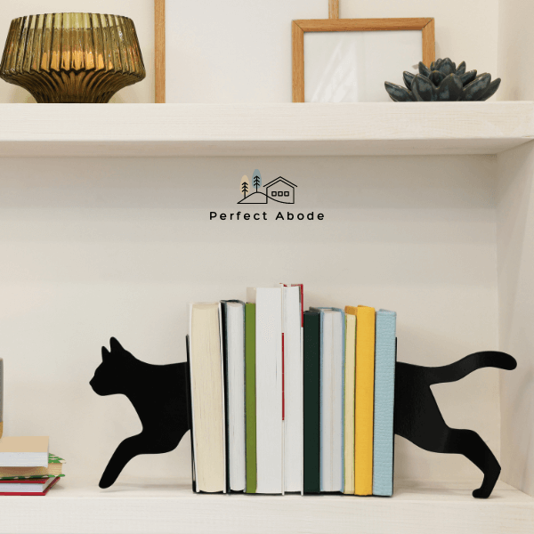 incorporating bookends and art pieces