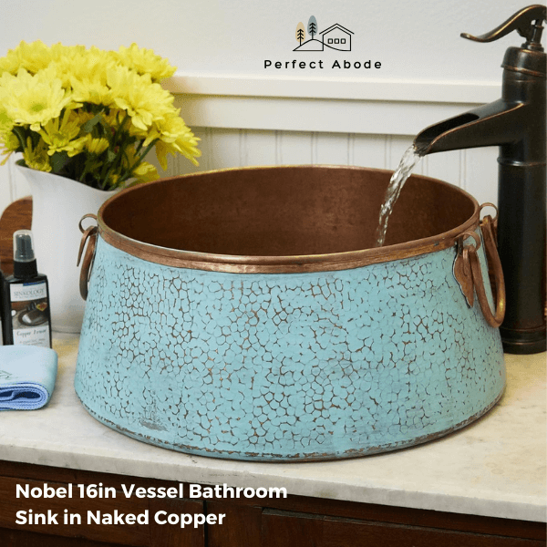 nobel 16in vessel bathroom sink in naked copper