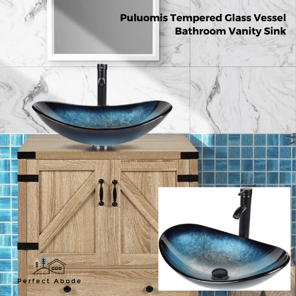 puluomis tempered glass vessel bathroom vanity sink